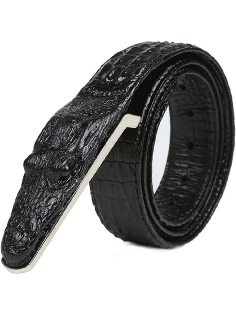 Stylish Men's Alligator Print Belt | Durable Cowhide Leather with Buckle